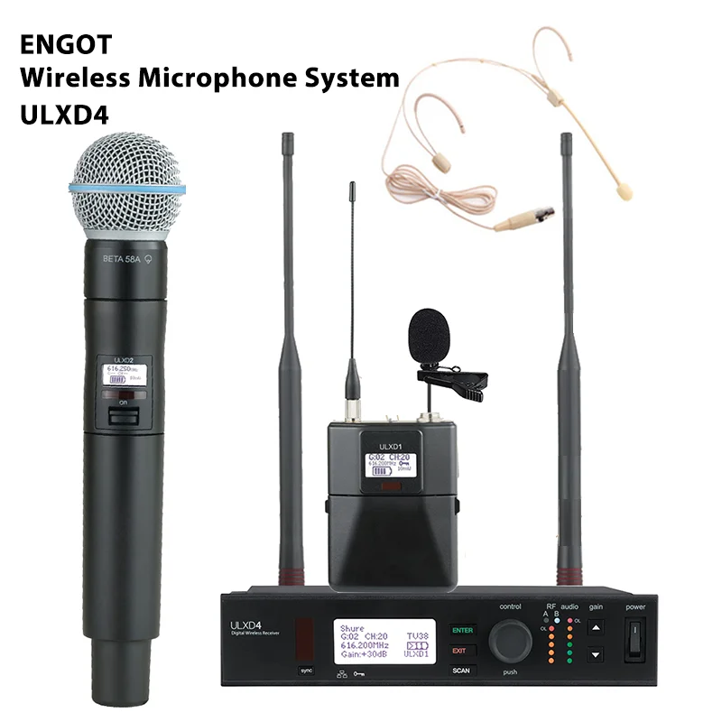 

ENGOT ULXD ULXD24 wireless microphone system ULXD4 with BETA58 beta58a microphone is suitable for QLXD4 karaoke