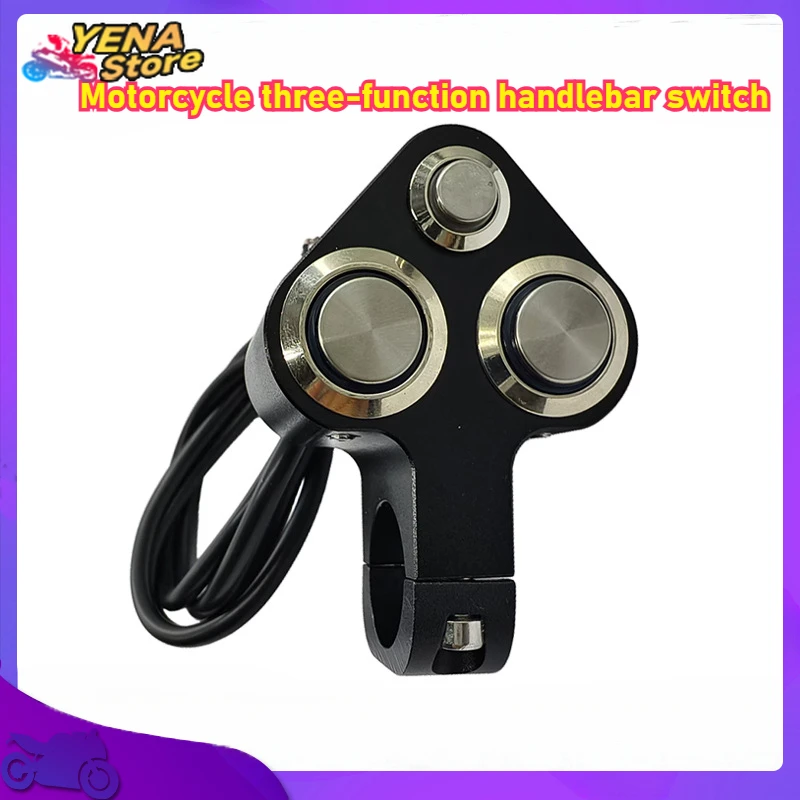

CNC motorcycle handlebar switch LED light horn motor push + button Aluminum alloy handlebar tap three-control switch accessories