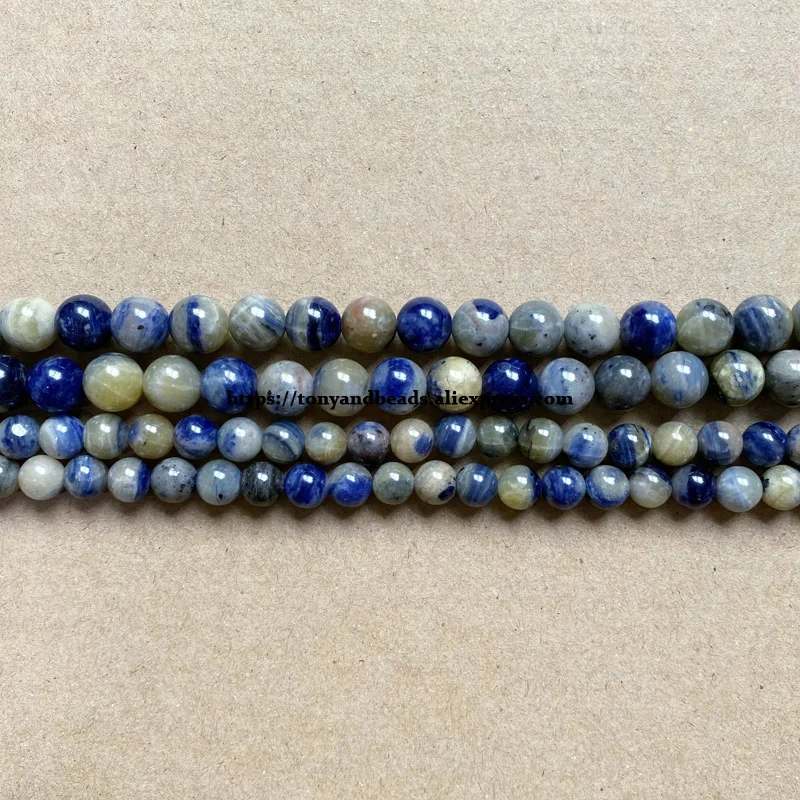 Genuine Semi-precious Natural Namibia Blue Sodalite Stone Round Loose Beads 15