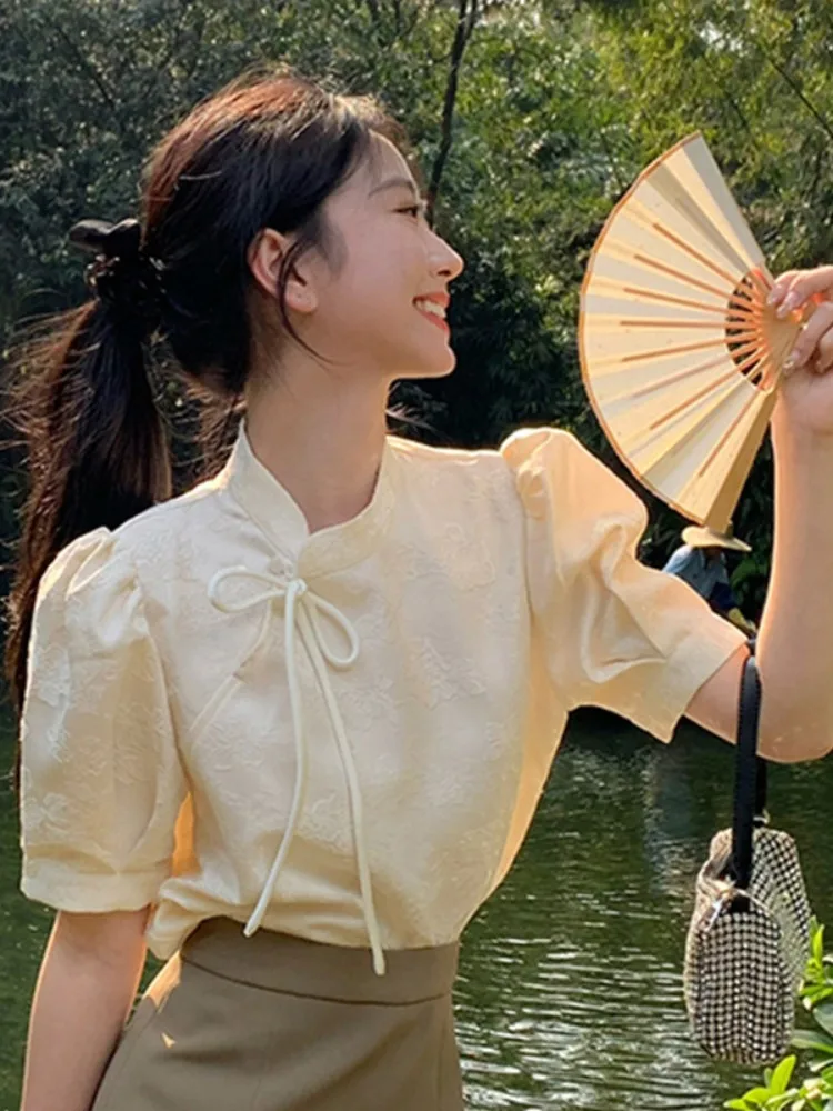 

New Chinese Sle ort Sve irt Women's Qipao Design Sensation Winter High End Feeling Retro irt Casual Sle Loose Fit