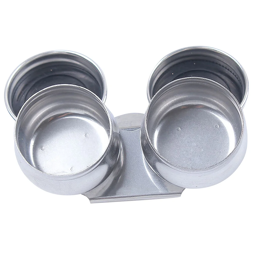 Stainless Steel Pencil Pot Anti-oxidation Oil Palette Cup Painting Medium Double Dipper Container Brush Compact Cleaning Jar