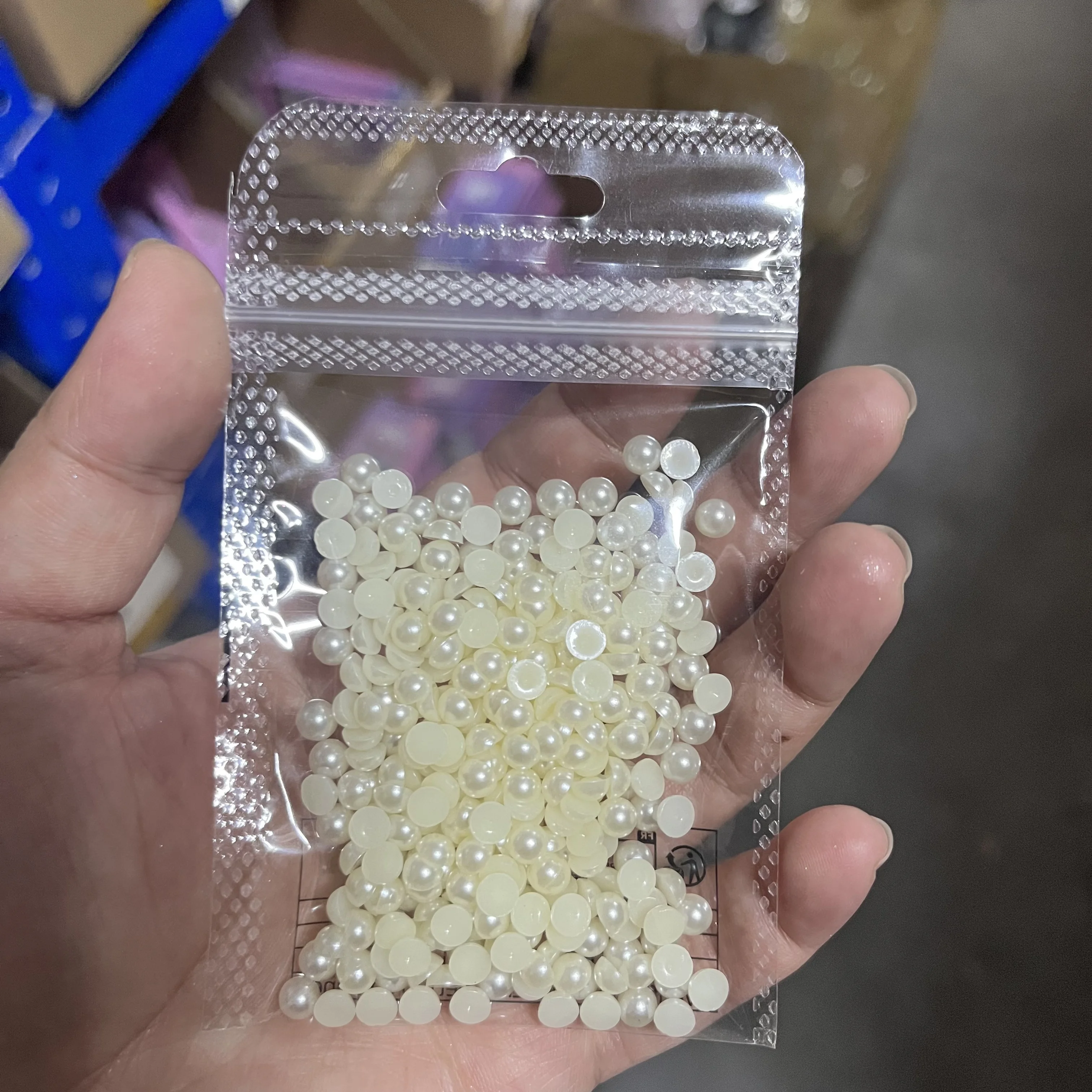 120-1200pcs Flatback Nail Pearls For Nail Art Decoration Half Round & Round Pearls For Crafts White/Beige Pearls Nails Accessory