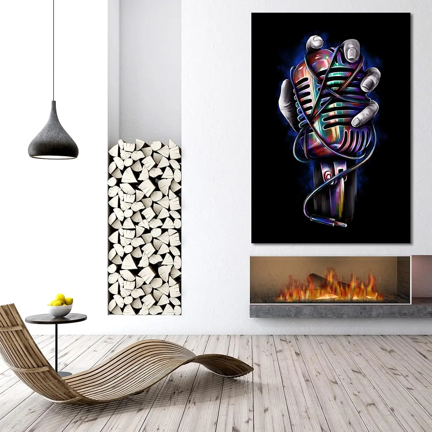 Music Posters Colorful Microphone Poster Wall Art Decor Poster Canvas Painting for Living Room Bedroom College Dorm Gift