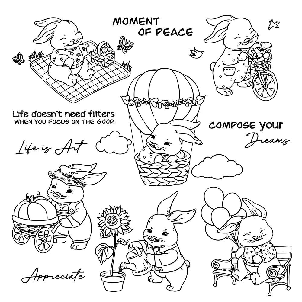 Mangocraft Easter Series Rabbits Life Clear Stamp DIY Scrapbooking Supplies Silicone Stamp For Card Making Albums Crafts Decor