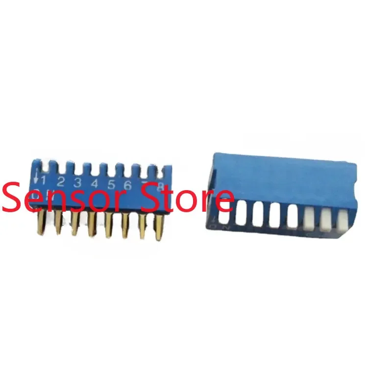 

10PCS DIP 8P Side Dial Keyboard Type 8-position Code Removal Switch With A Pin Pitch Of 2.54MM, Blue Gold-plated