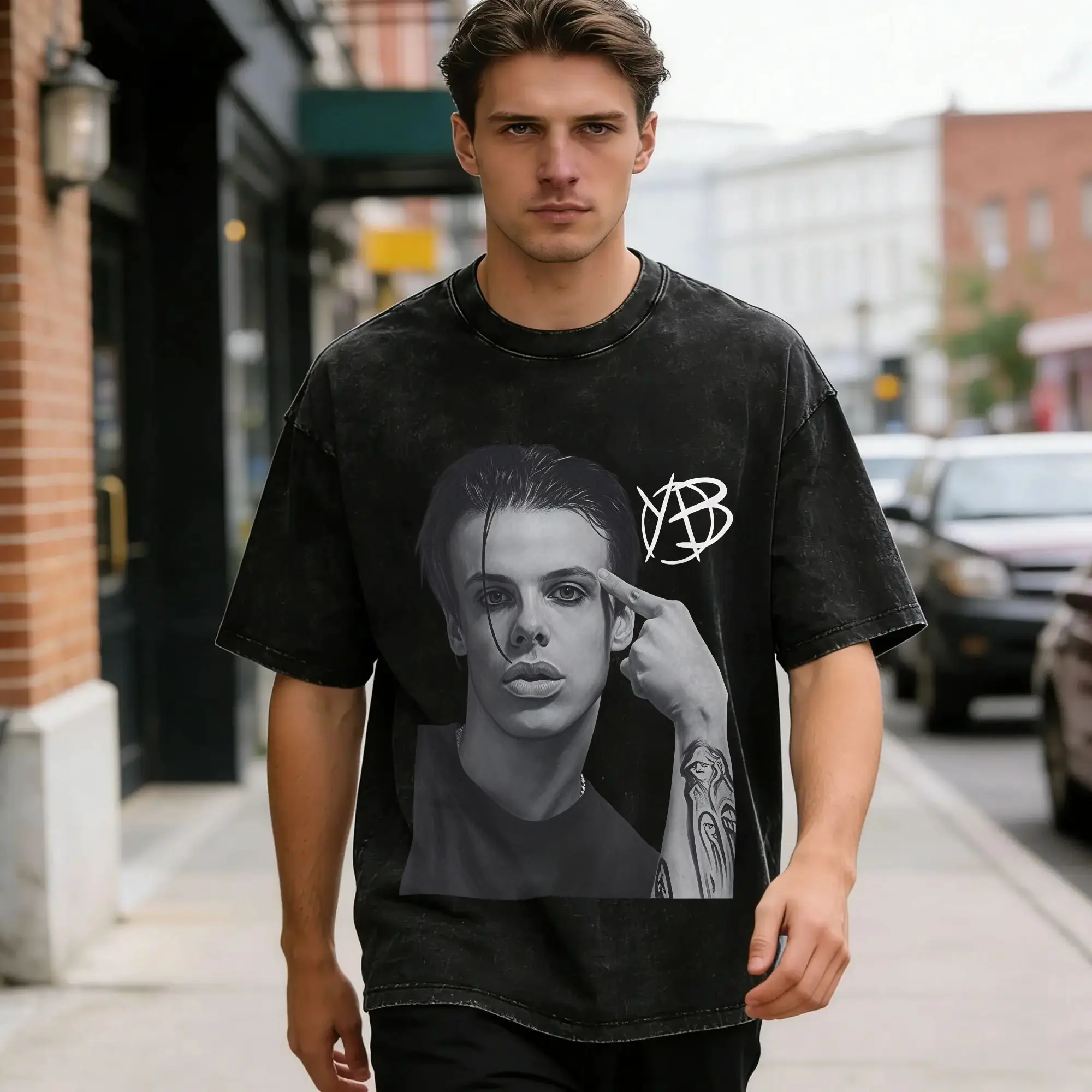 Rapper Yungblud Washed T-Shirt Male  Y2K Funny Cotton T Shirts Beach Breathable Trendy Cool Tees Design Plus Size Tops