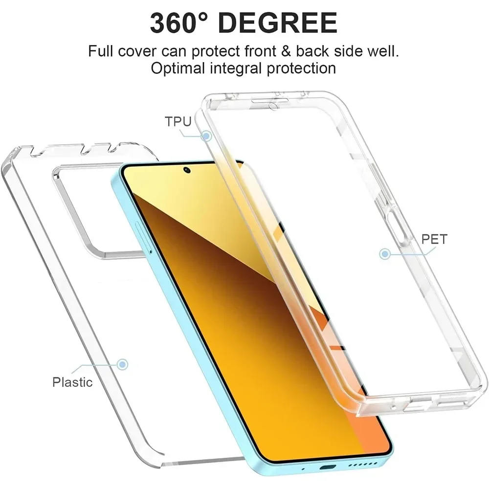 360 Full Silicone Case for Xiaomi Redmi Note 13 14 Pro Plus 12S 11S 10S 9 8 7 Pro 9S 14C 14T 13T 12T 11T 10T Poco X6 X5 X4 X3 F3