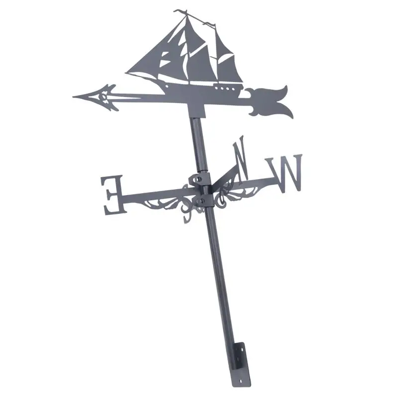 ABKW-Sailboat Weather Vane - Retro Sailboat Weathervane Silhouette, Decorative Wind Direction Indicator For Outdoor Yard Roof