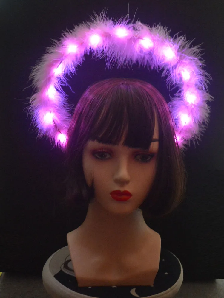 

Girls Women Halo Crown Goddess Light Up Headband Metal Headpiece Bridal Wedding Costume Cosplay Party Goddess
