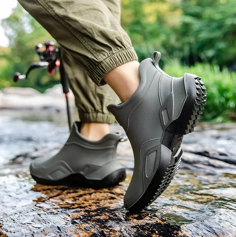 Unisex Kurze Regenstiefel Rutschfest Verstärktes PVC-Material Runde Zehenkappe Knöchelhoch Paarstiefel für Frühling und Sommer Wasserschuhe – Detail 21