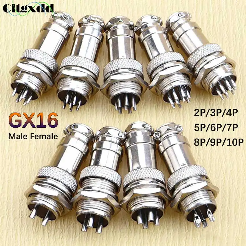 GX16 Male Female Aviation Plug 2/3/4/5/6/7/8/9/10Pin Fixed Terminal Block Mobile Docking Type Electric Wire Cable Connector