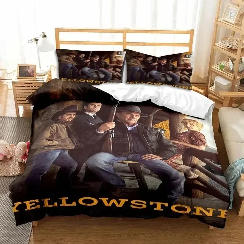 This Is My Yellow-Stone Watching Retro Fashion Bedding Set Duvet Cover Pillowcase Single Double King Size Adult Bedroom Gift