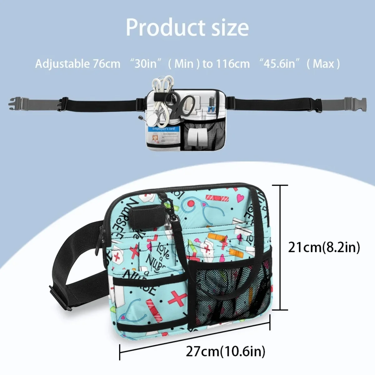 Bolsa médica portátil de bolso múltiplo para mulheres, Enfermeira Fanny Pack, Impressão de estetoscópio, Enfermeira Fanny, Farmacêuticos, Farmacêuticos