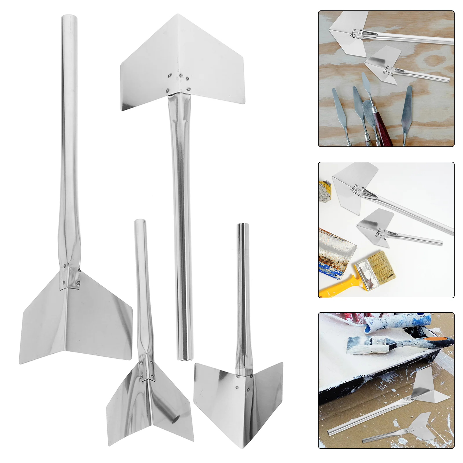 

4 Pcs Large Angle Puller Travel Drywall Putty Stainless Steel Repair Kit Corner Tool outside
