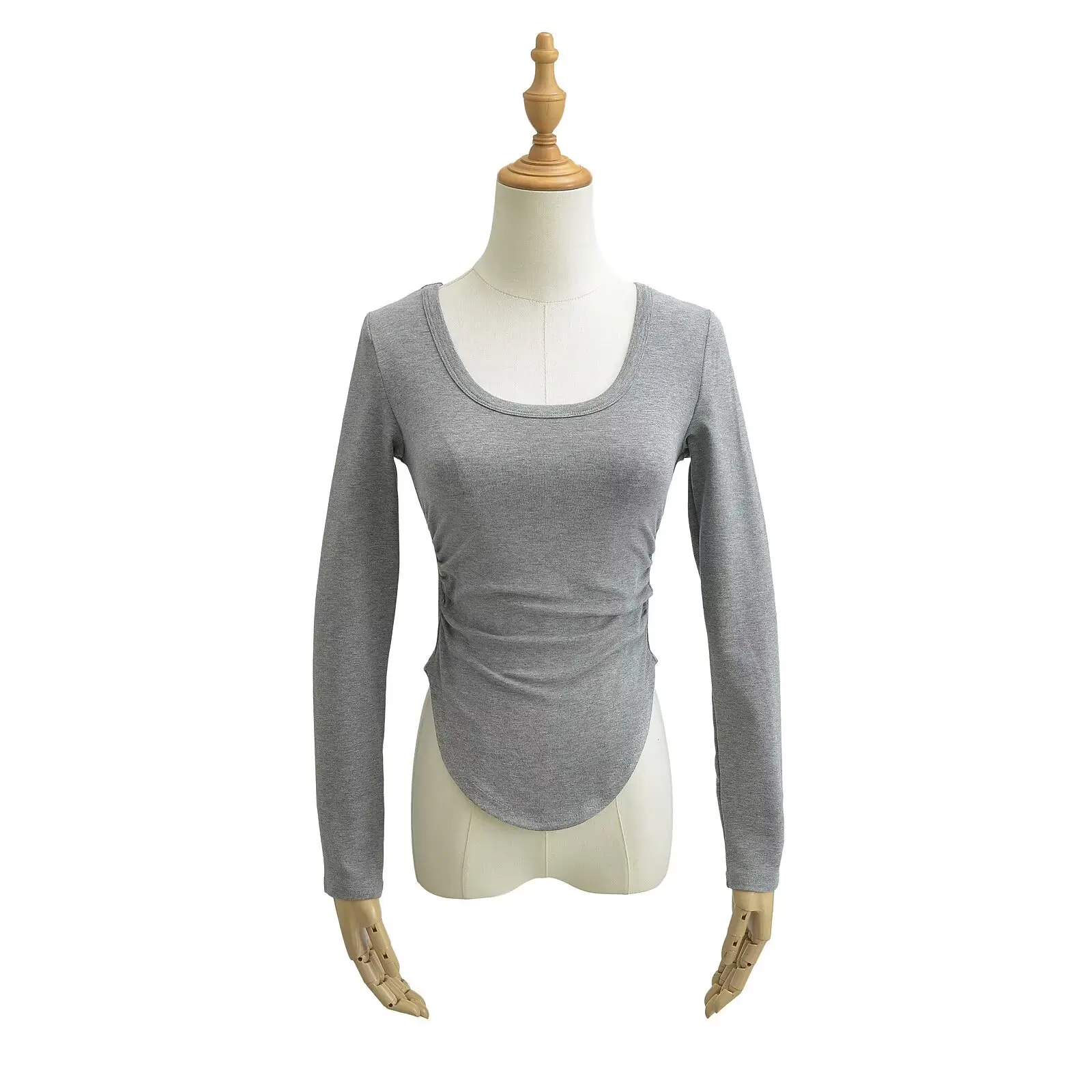 تي شيرت نسائي طويل بقصة ضيقة من Sve ملابس داخلية مستديرة Ne Fce قاعدة irt Pure Desire Street Sle ort Length مطوية #5