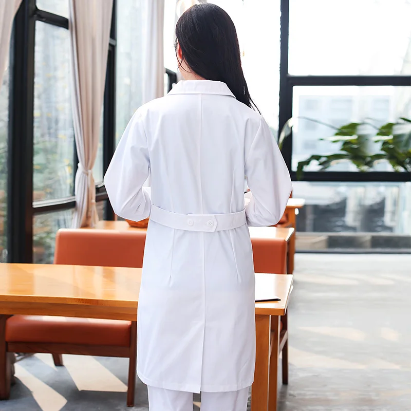 White coat doctor clothes male and female doctor carer blue edge white coat lab long-sleeved pharmacy medical work clothes