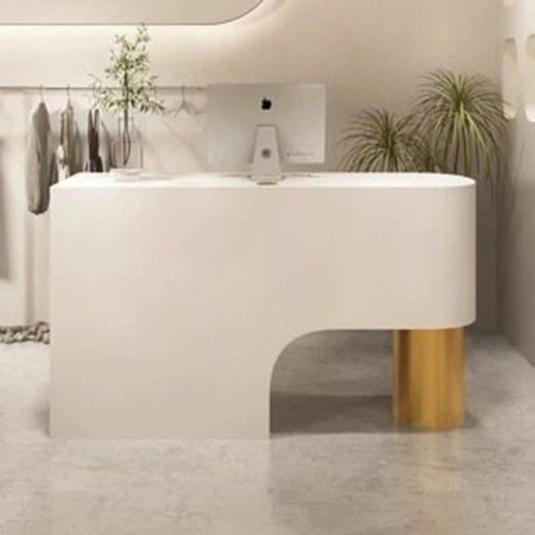 Creamy Beige Hair Salon Reception Desk Reception Desk for Garment Shop Retail/Beauty Shop