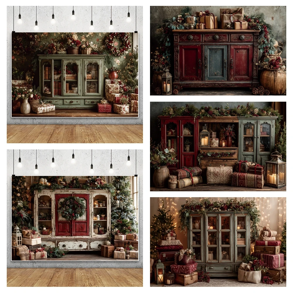 Christmas Photography Background Retro Home Closet Gifts Kids Family Xmas Party Portrait Decor Backdrop Wallpaper Photo Studio