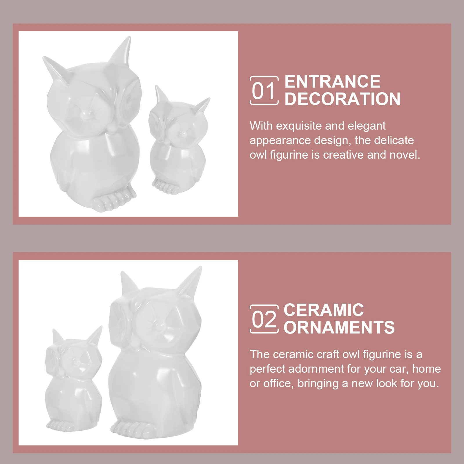 

2pcs Ceramic Owl Figurines Design Home Decor Nordic Abstract Art Craft Living Room Entrance nament Simple Style