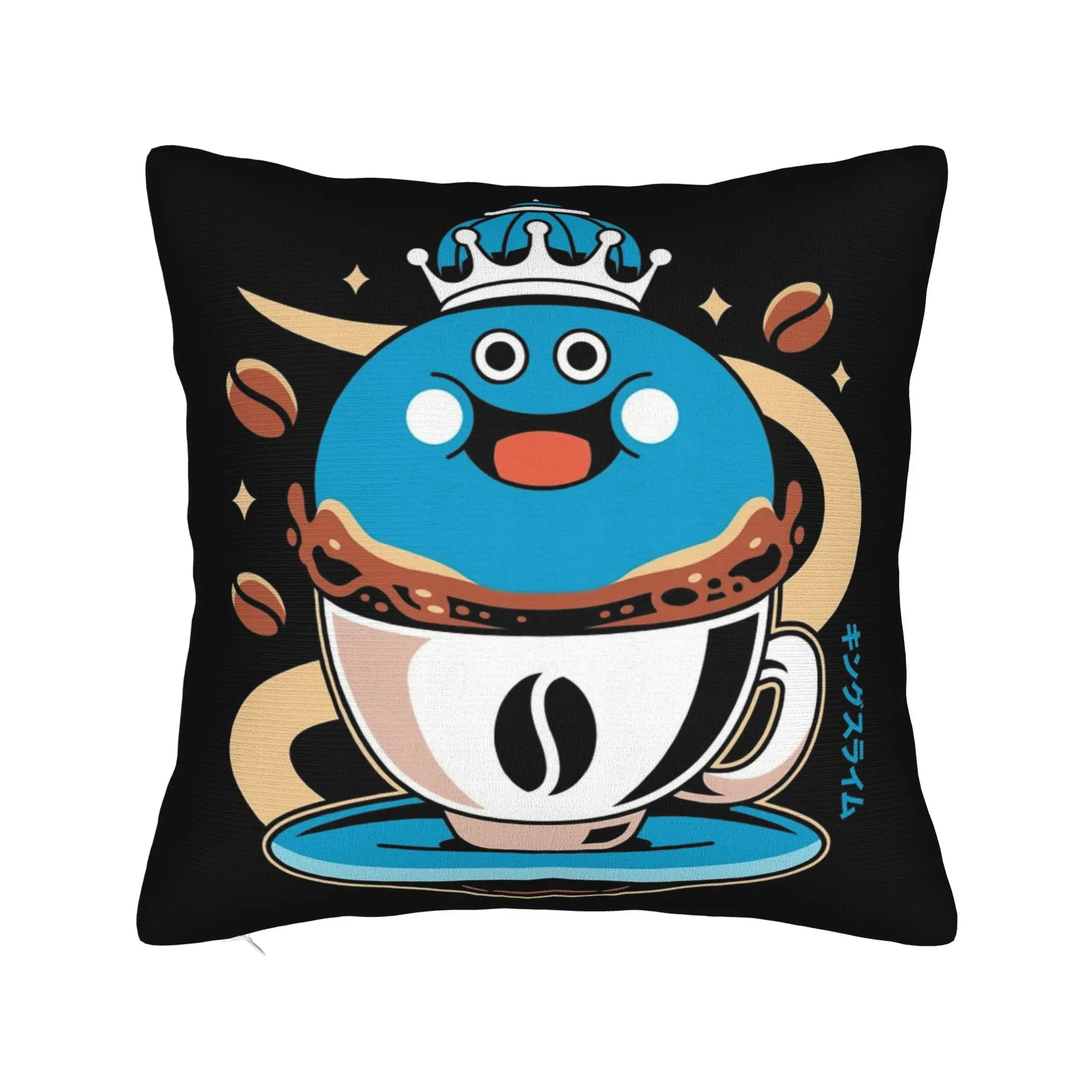 Erdrea Slime Coffee Dragon Quest Pillowcase Soft Polyester Cushion Cover Decoration  Throw Pillow Case Cover Home Square 45*45cm