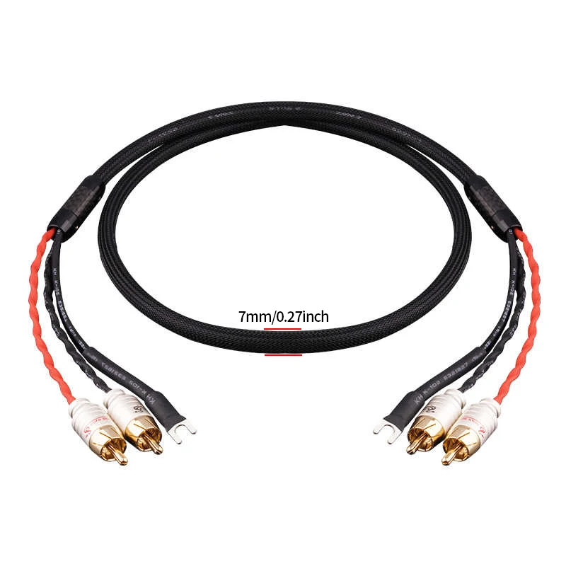 Audio 2RCA Cable with Ground Wire Black tape player LP Vinyl Record Player Amplifier Chassis Gold Plated plug