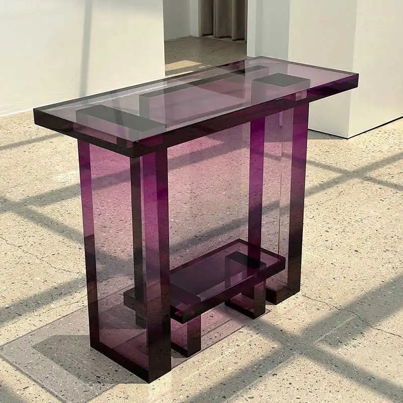 &# New Arrival Simple Design Villa Purple Gradient Acrylic Entrance Table Modern Corridor Decoration Acrylic Console Tablez