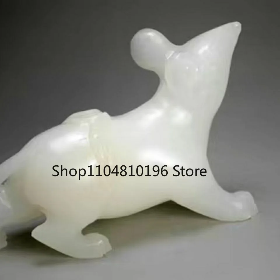 White Jade Ornament Natural Jade Zodiac Rat Statue Prosperity Afghan