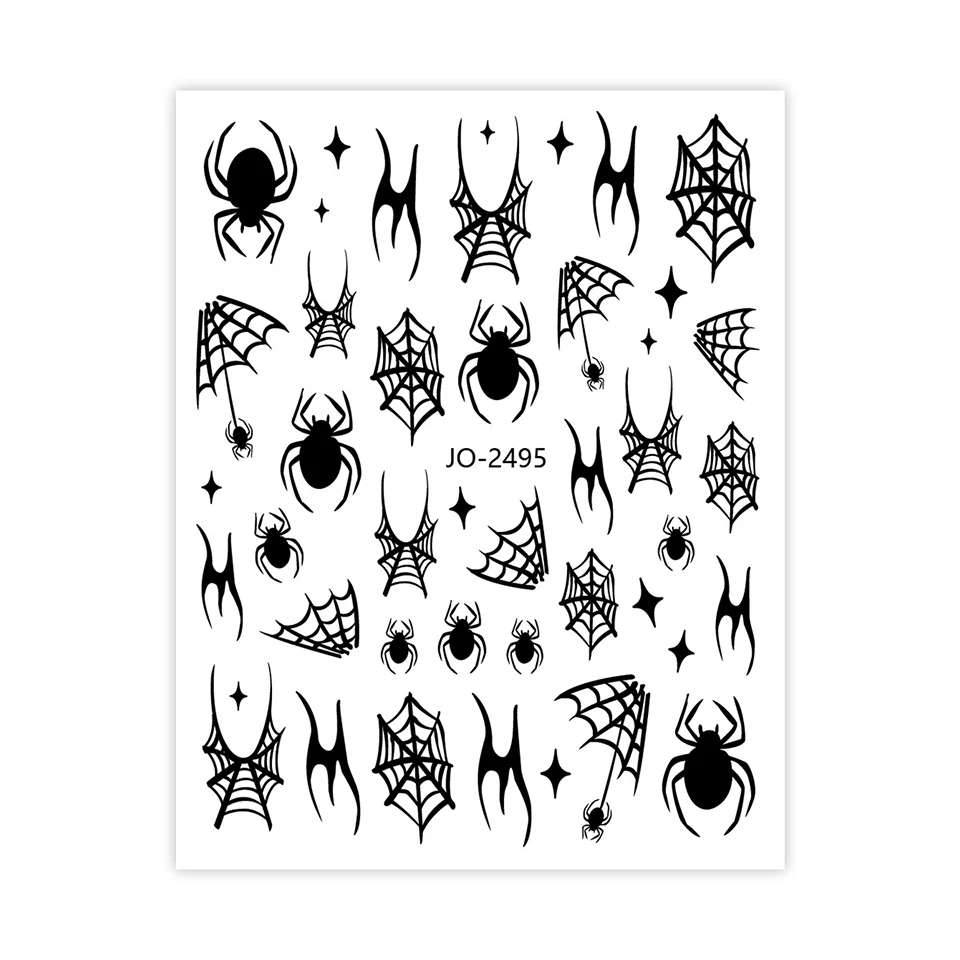 Adesivi per unghie di Halloween Ghost Spider Web Design decalcomanie Slider autoadesivo olografico Manicure Art e decorazione