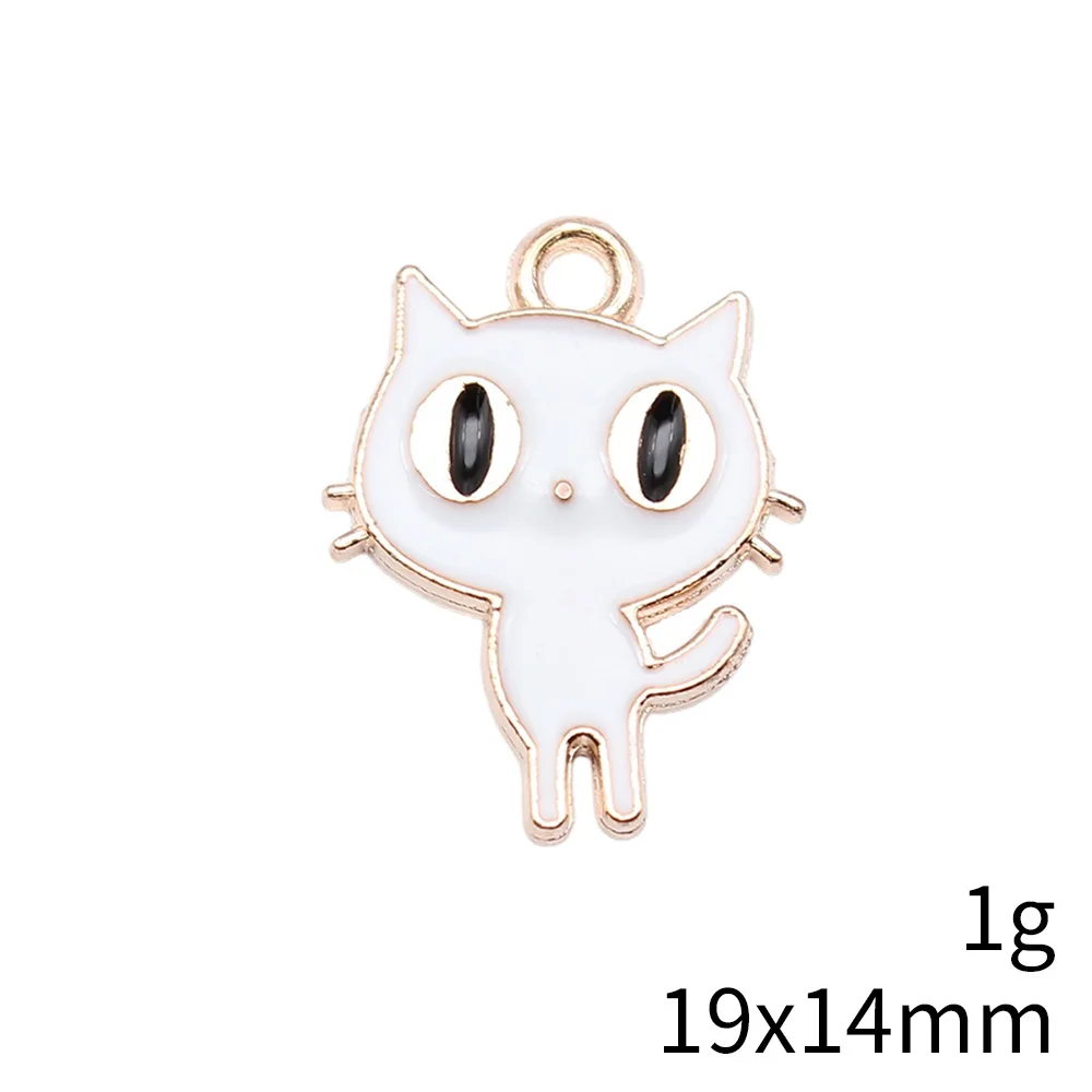 20pcs 19x14mm(0.75x0.55inch) 2 Colors White Color Black Color Cartoon Cat Charms Zinc Alloy DIY Jewelry Findings