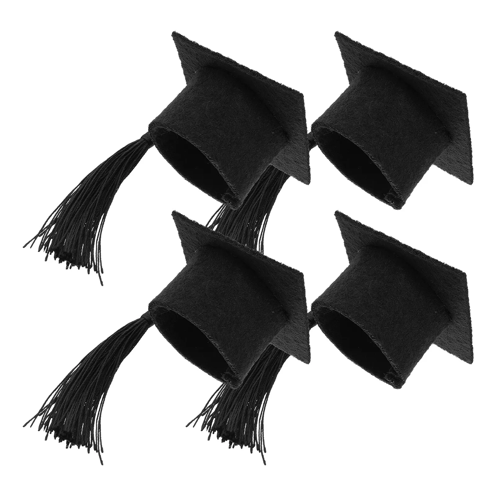 4pcs Mini Graduation Cap Ornament Doctoral Hat Bottle Topper For Wine Beverage Jars Party Favors Decor Graduation Supplies Tiny