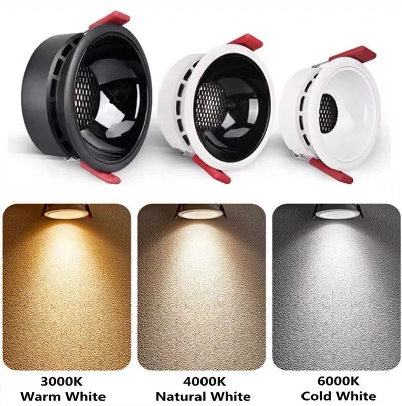 Spot Lumineux LED Encastrable en Aluminium pour le Plafond, Lumière Anti-Éblouissement à Intensité Réglable, 7W, 9W, 12W, 15W, 18W, 25W, AC 110V,