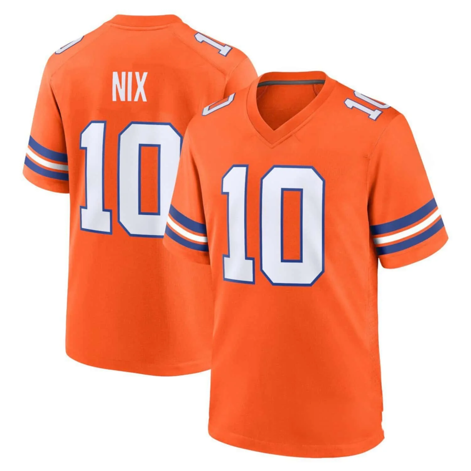 Denver 10 Bo Nix Orange Herren American Football T-Shirt V-Ausschnitt 2026 Sommer Atmungsaktives Schnelltrocknendes T-Shirt für Männer und Frauen Y2K – Detail 7