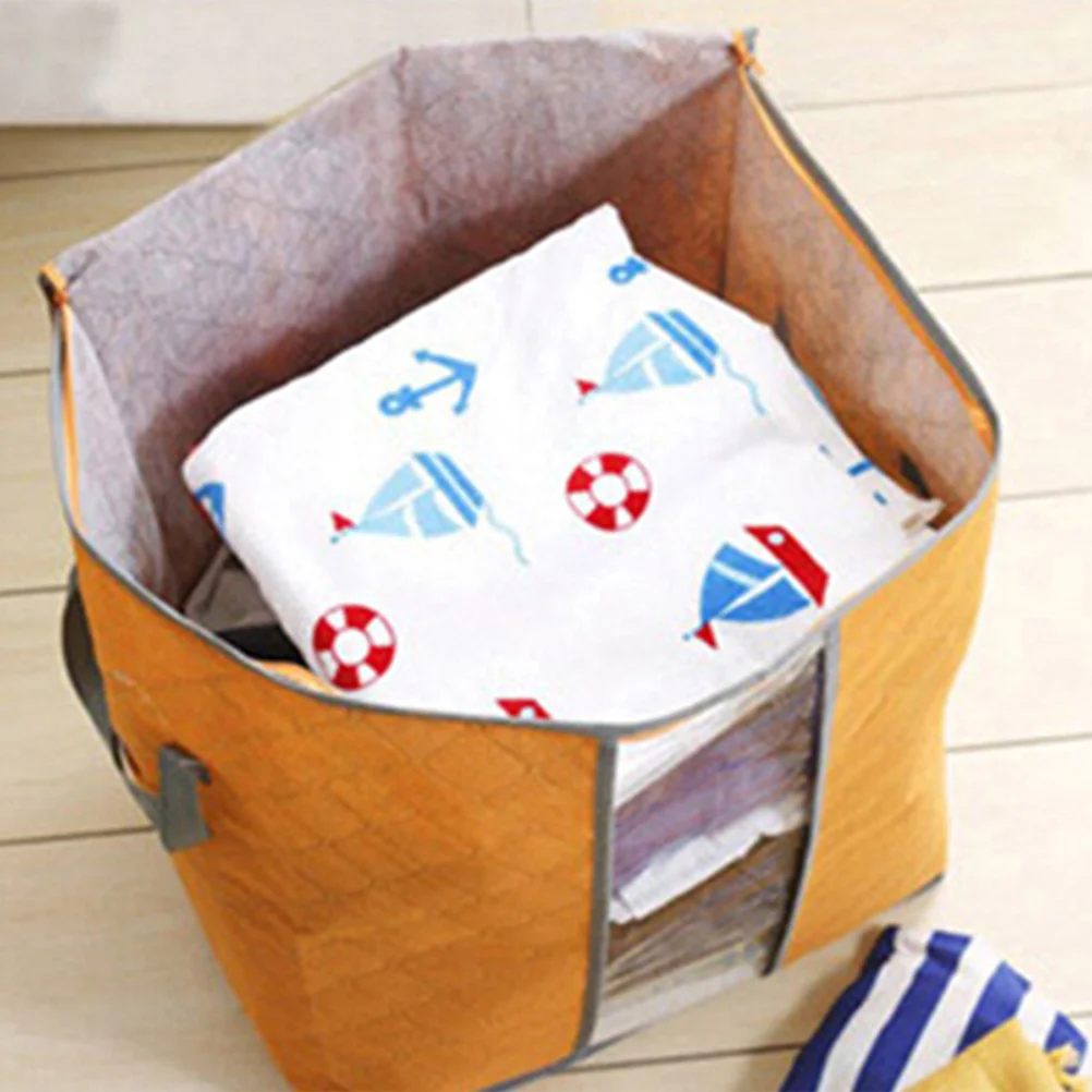 

4Pcs Premium Blanket Storage Bags Bamboo Charcoal Non-Woven Material Heavy Duty Clothes Quilt Organizer with Handles