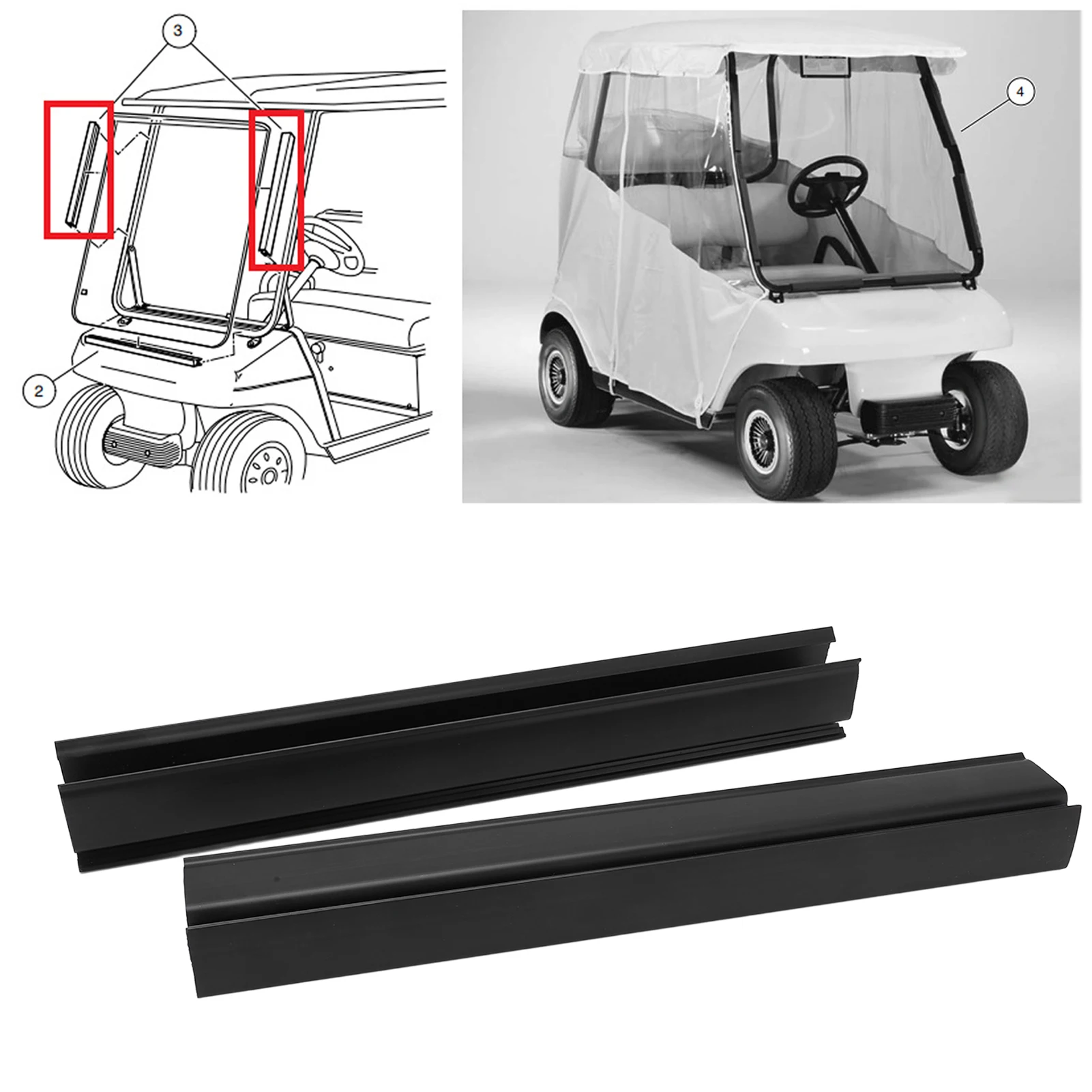 2 Pcs 12.6in Windshield Sash Clips Club Car Accessories 102163001 Replacement for Club Car DS Accessories