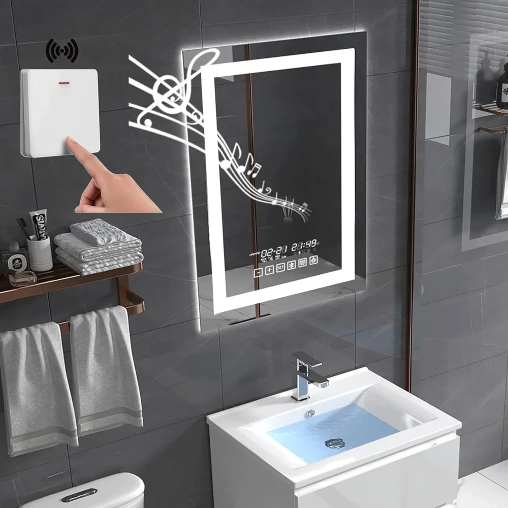 

24"x36" Bathroom LED Mirror with Wireless Speaker Wall Switch - Lighted Vanity Mirrors for Bathroom Wall Mounted Backlit