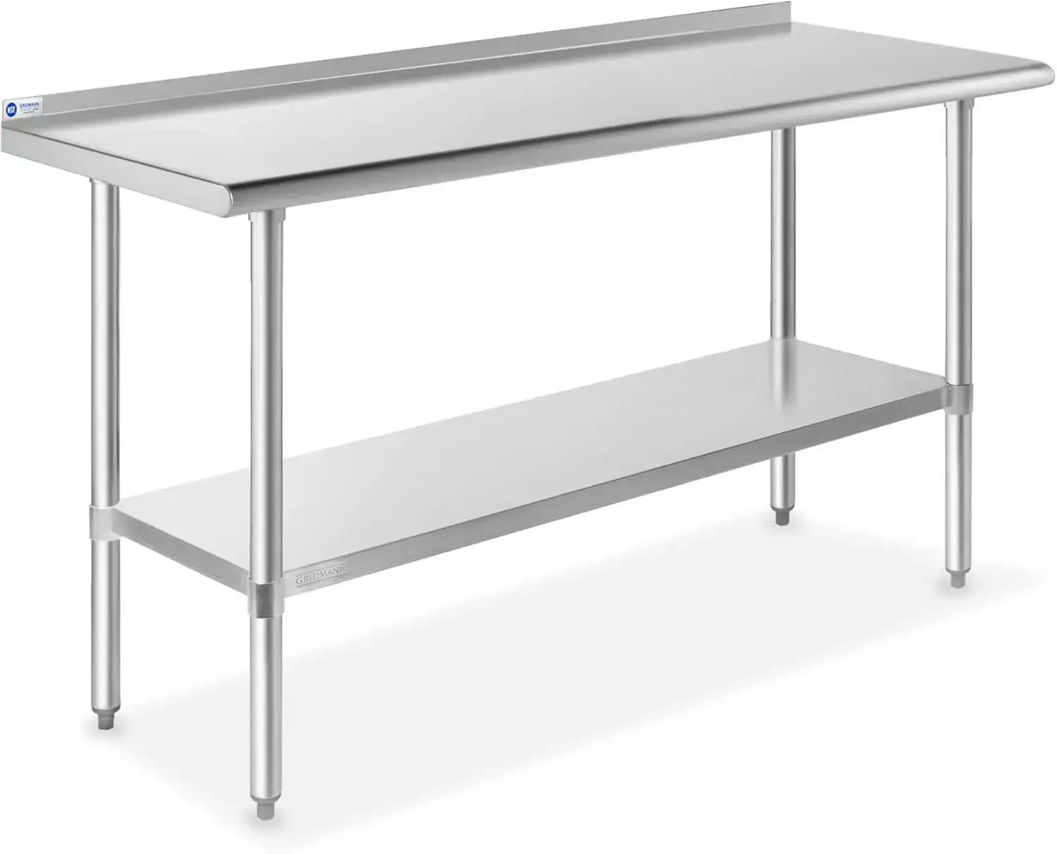 Stainless Steel Kitchen Prep Table 60 x 24 Inches with Backsplash & Under Shelf, NSF Commercial Work Table