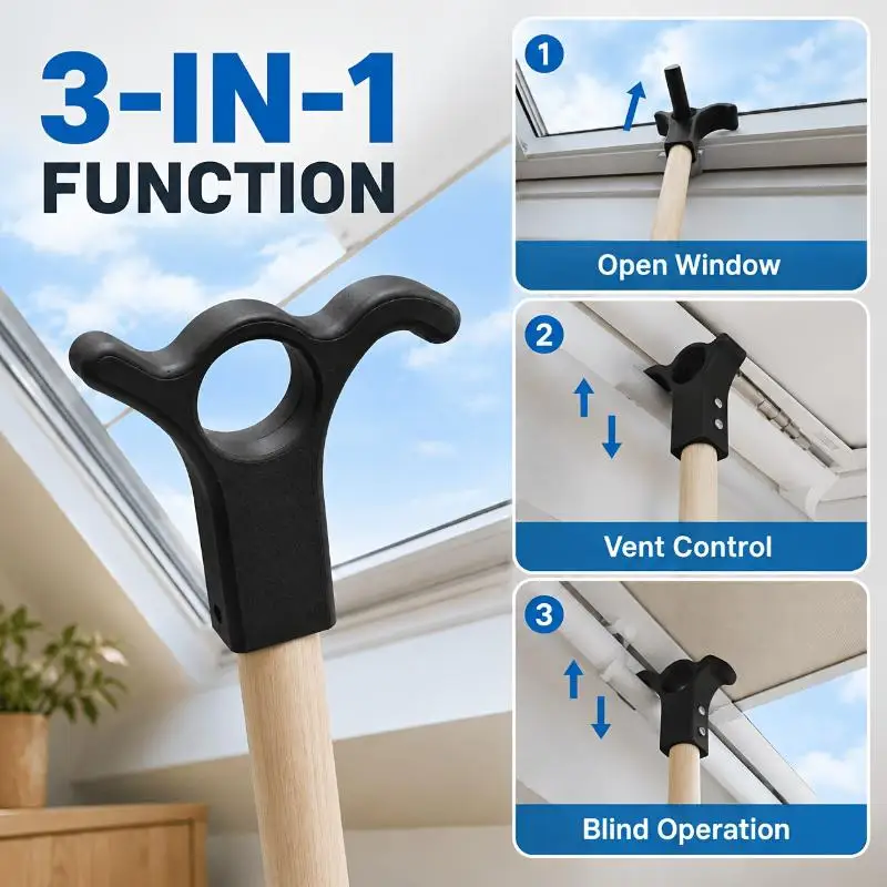 3-in-1 Sunroof Opening Hook 24mm Handle Adapter: Screw Fixed Window Fittings Vent Strips Blinds Shaft