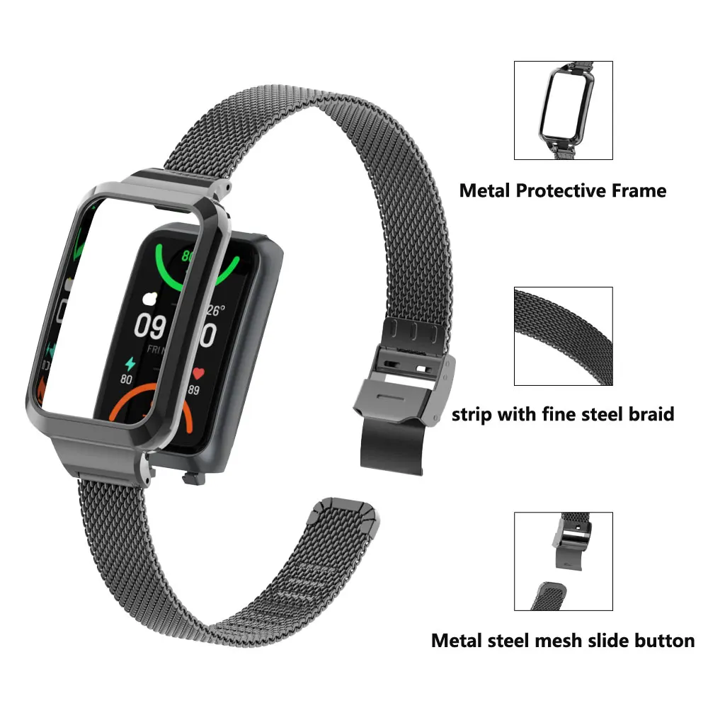 Metal Watch Strap For OPPO Band 2 Stainless Steel Mesh Bracelet Smart Watch Band For OPPO Smart Band2 Accessories Wristband