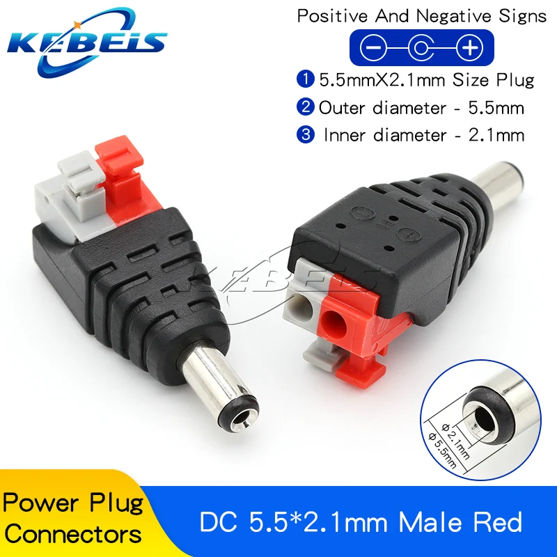 2/5/10 Stück DC 12V BNC-Steckverbinder (männlich/weiblich) 5,5*2,1mm/2,5mm Schweißfreie Stromversorgung DC-Steckeradapter Buchsen für LED-CCTV-Kameras