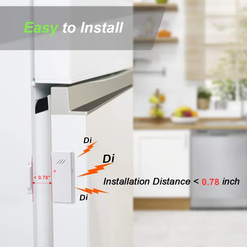 Elecpow Refrigerator Door Alarm 90dB Loud 60 Seconds Time Delay Ultra-Slim Fridge Alarm Window Open Alarm Home kid Safety Alarm