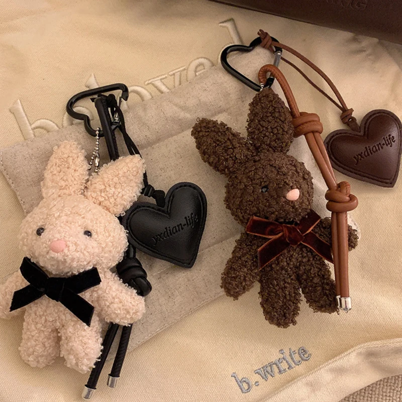 

Cute Plush Bunny Keychain Y2K Cute Little Bunny Stuffed Key Ring Backpack Pendant