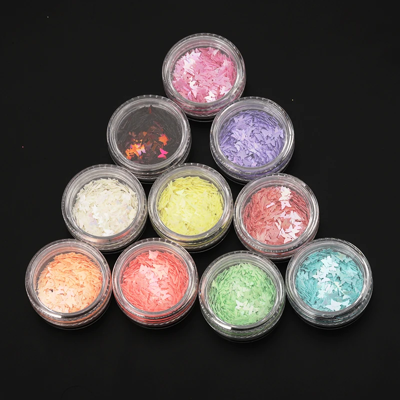 3mm 10g Butterfly Sequins Laser Glitter Nail paillettes E0-friendly PET Sequin for Nail Art Wedding Decoration