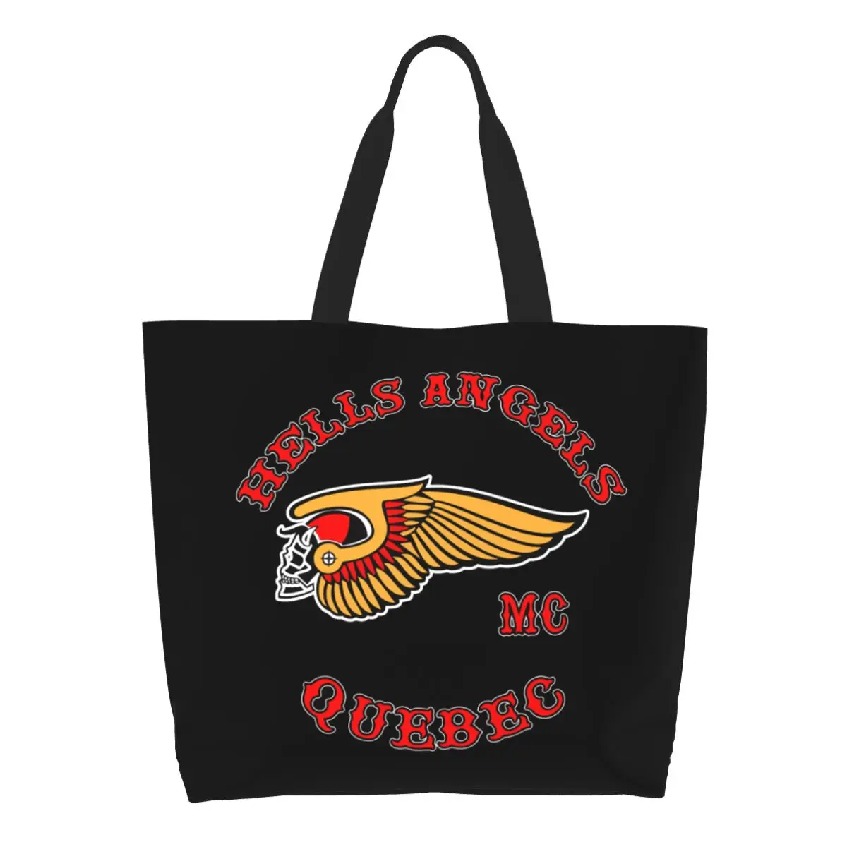 Custom Hells Angels Logo Shopping Canvas Bags Women Washable Big Capacity Groceries Motorcycle Club Tote Shopper Bags