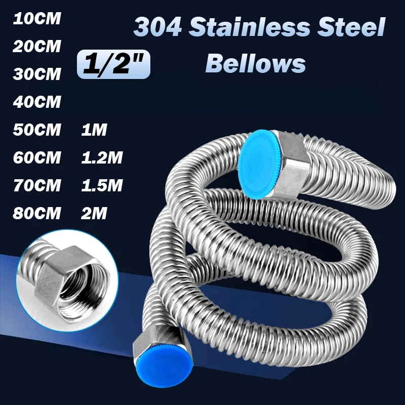 

1Pcs 1/2" Corrugated Pipe 304 Stainless Steel Bellows Flexible Metal Hose Water Heater Plumbing Pipe Showerhead Tube Accessories