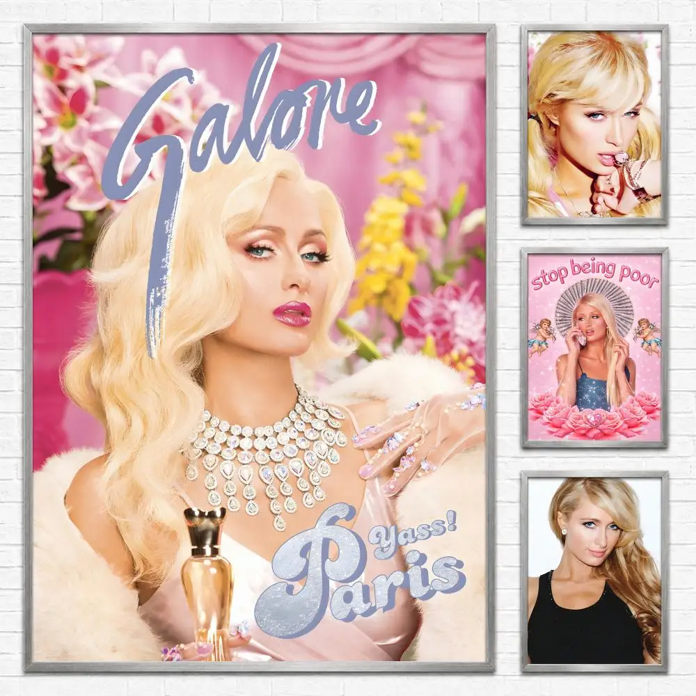 Actor Paris Hilton Poster Self‑Adhesive Waterproof PP Poster Coffee House Bar Wall Art Sticker Room Home Decor