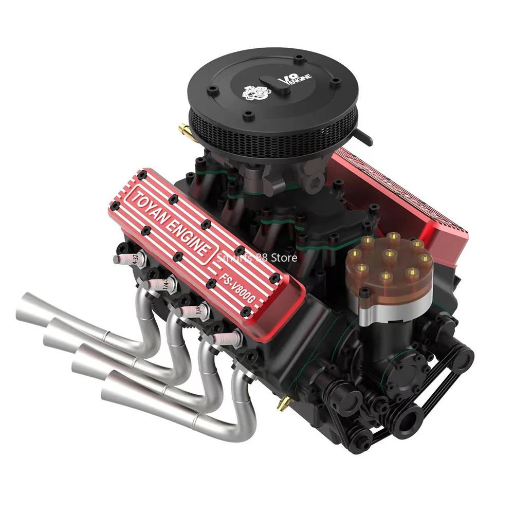 TOYAN V8 Metal Engine Model DIY 28cc Gasoline Engine Model Kit Water Cooled Version That Works Includes Starter Group Toys Gift