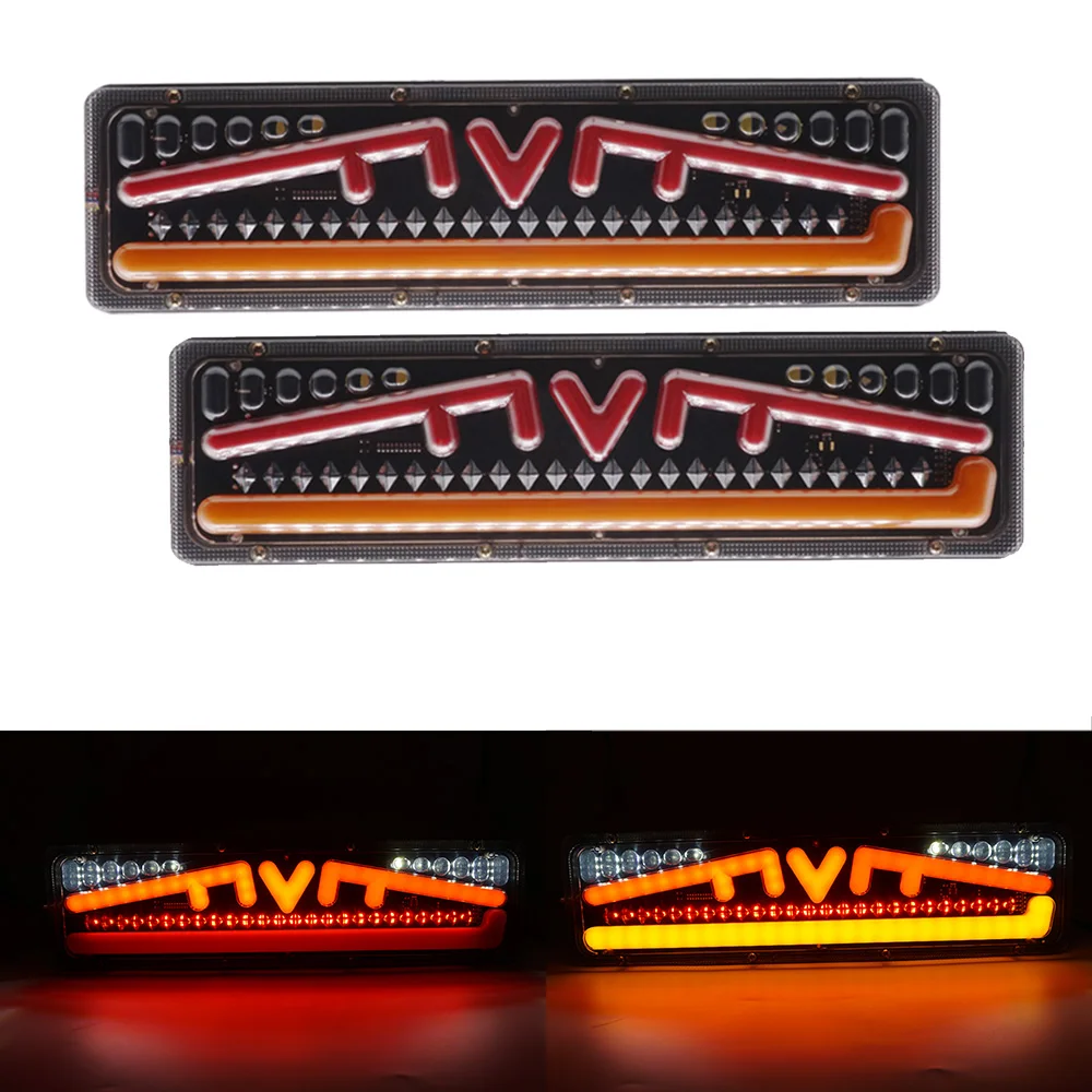 Waterproof Car Truck LED Rear TailLight Warning Lights Rear Lamp 24v waterproof Flow Steering brake reversing traffic fog lamp