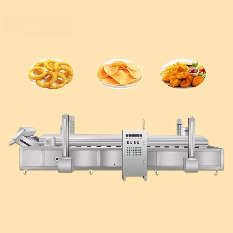 Industrial Continuous Fry Machine for Falafel Broasted Chicken French Fries Chips with Conveyor Deep Fryer Custom