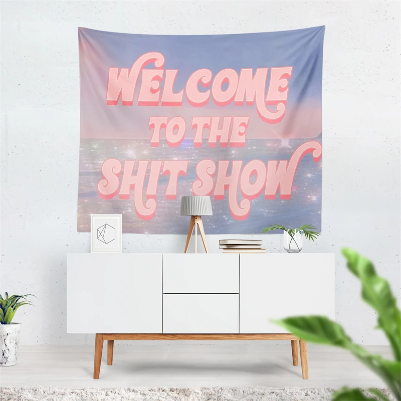 Aertemisi Welcome to the Shit Show Ocean Trippy Hippy Tapestry Wall Hanging Art for Bedroom Living Room Decor Party Backdrop