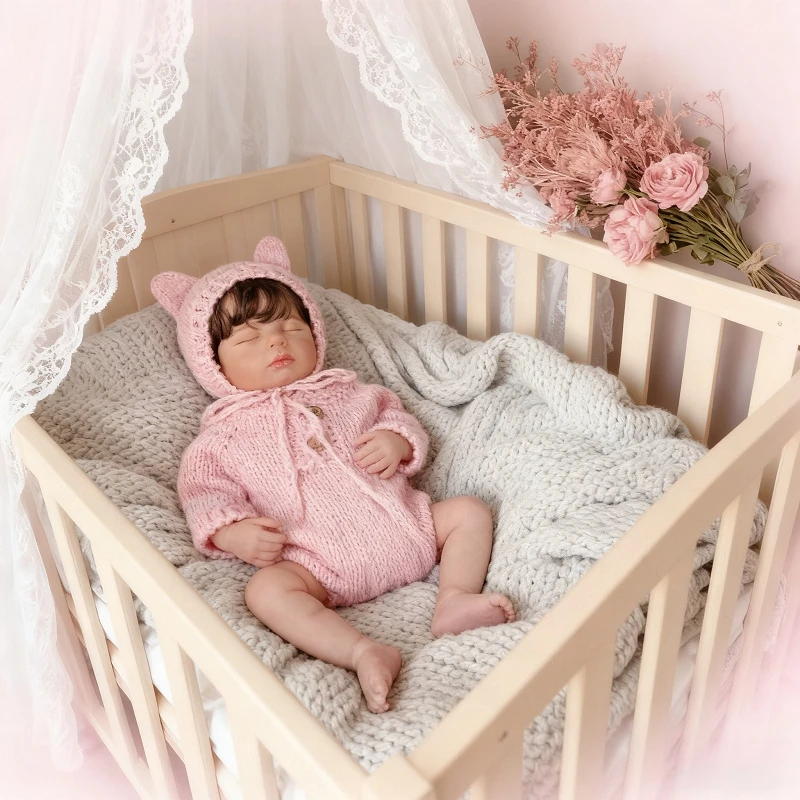 19 inch full body siliconen al geschilderd afgewerkte herboren babypop Loulou met geworteld haar